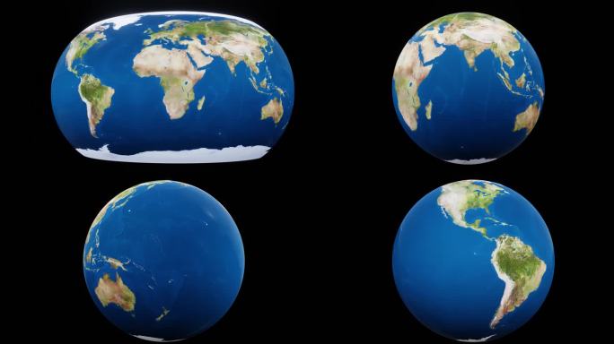 世界地图变地球  地球动画  科技地球
