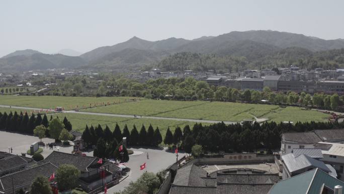 龙岩市上杭古田会议纪念馆会址油菜花田航拍