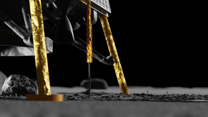 3D动画显示了月船号在月球表面的钻探
