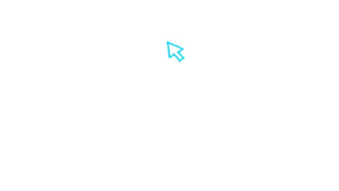 鼠标光标的蓝色动画符号。箭头移出并点击。图标在素描风格。手绘矢量插图隔离在白色背景。