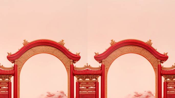 红色中国风舞台背景（竖版）
