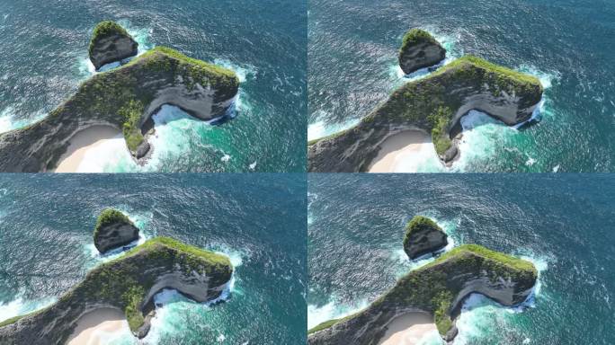 航拍印尼巴厘岛佩尼达岛精灵坠崖绿松石大海