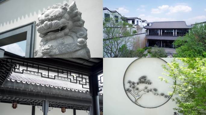 中式园林建筑写意园林生态空镜头