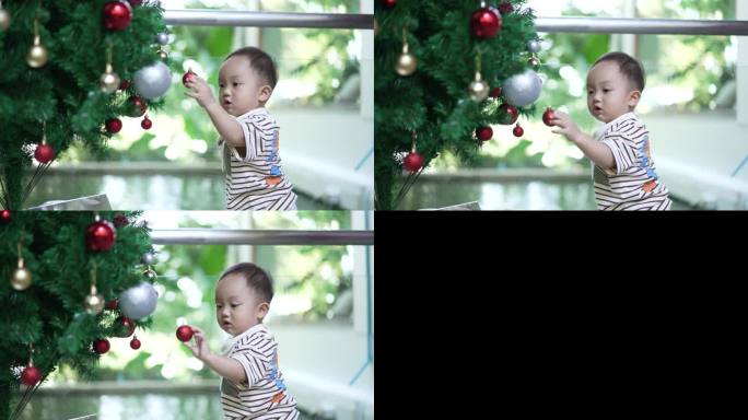 圣诞节那天，小男孩感动又有趣的圣诞树
