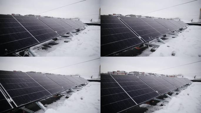 在房屋屋顶安装太阳能光伏板，在冬季生产清洁电能