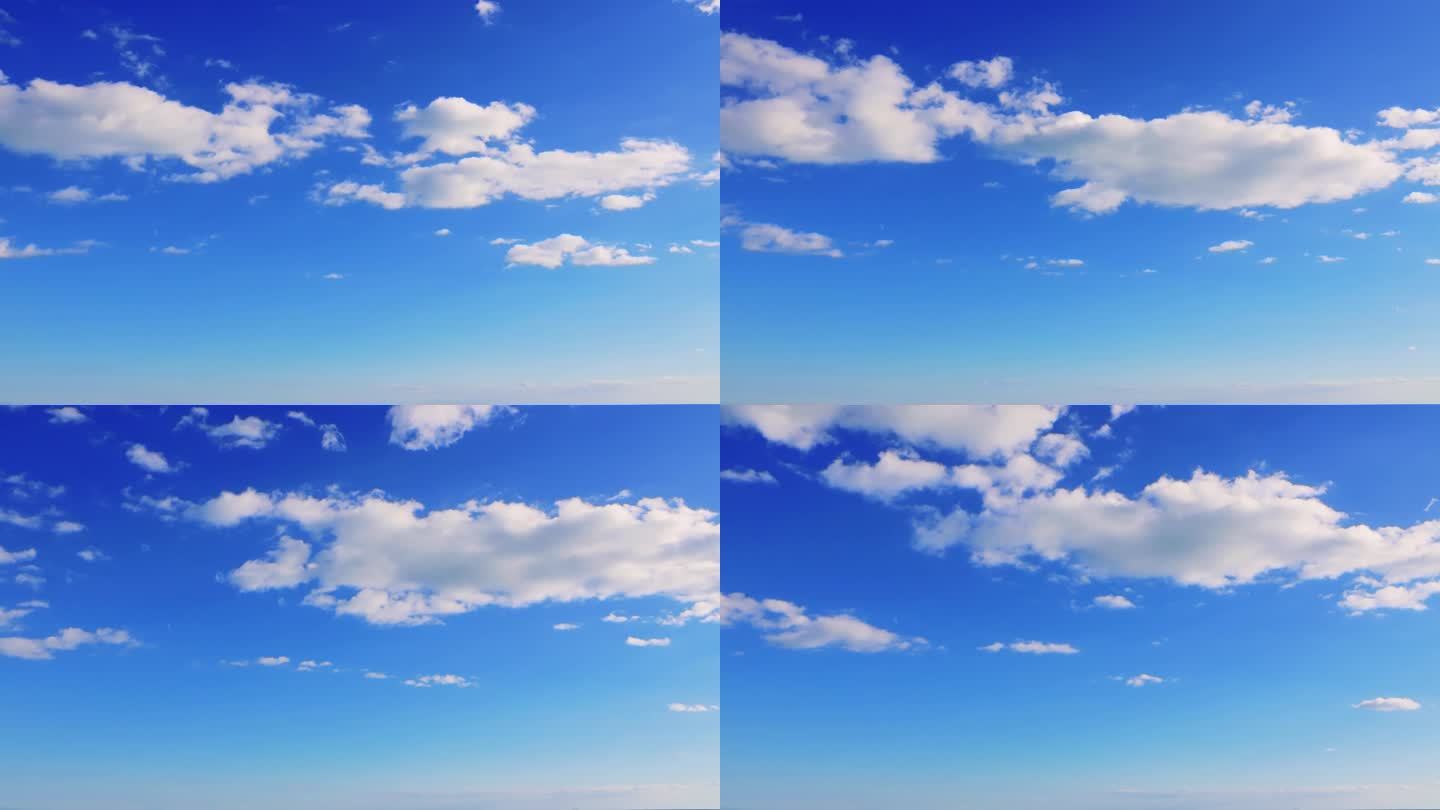 延时显示云优雅地移动在天空中。云团的舞蹈使天空更加清晰。千变万化的天空，云彩为清澈的蓝色画布增添了深