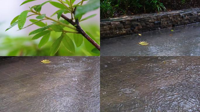 城市马路公路道路下雨天雨水雨滴大自然风景