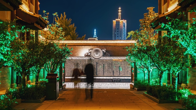 甘肃天水古城夜景