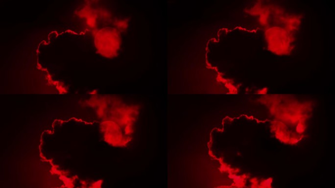 乌云在红月上移动红色圆月嫦娥