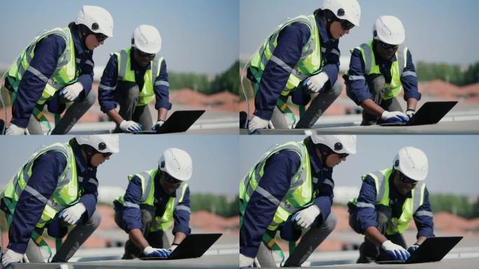 高效太阳能电池板评估:统一的维护技术人员确保最佳性能。
