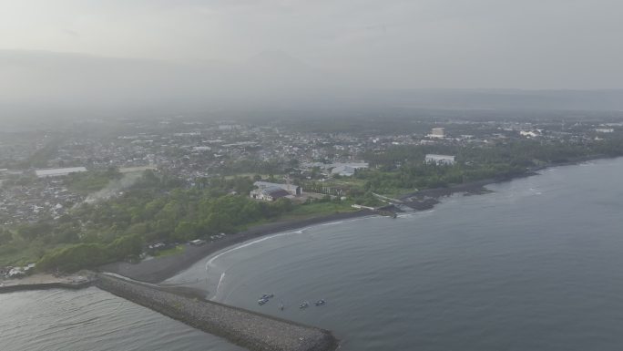 HDR印尼爪哇岛外南梦城市沿海风光航拍