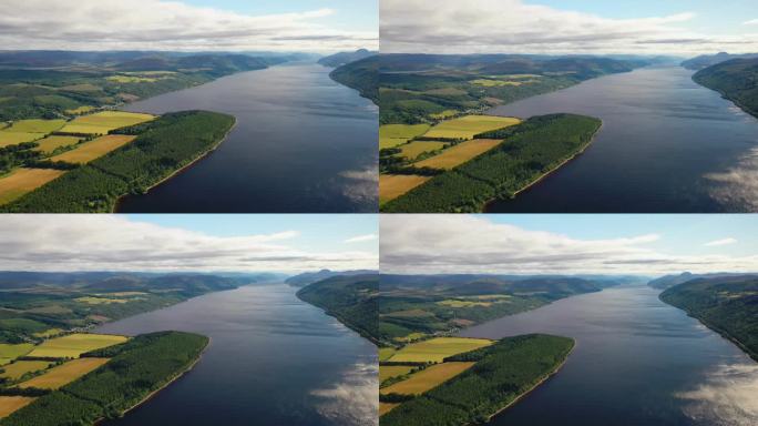 从空中俯瞰尼斯湖，俯瞰苏格兰