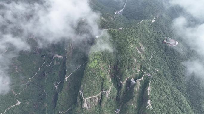 云层之上航拍莽山五指峰如同仙境奇绝美景