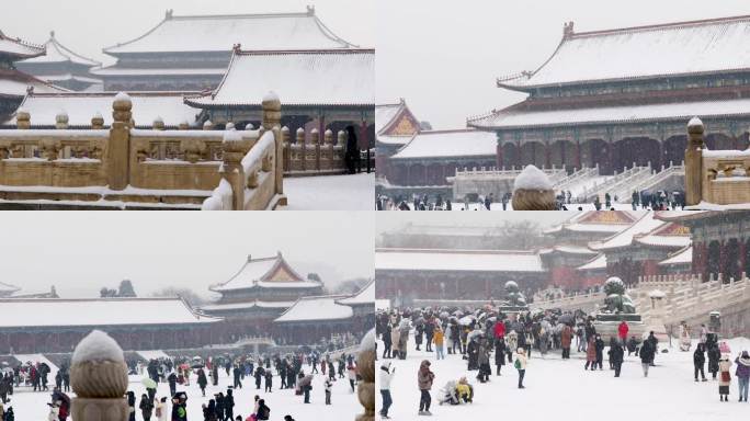 4K漫天飞雪故宫雪景限定装 皇宫 雪景