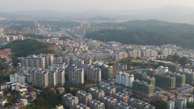 福建省龙岩市武平县城市主干道大景航拍