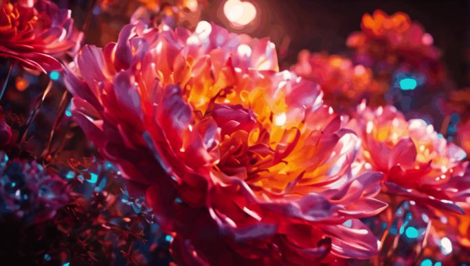 唯美抽象花花朵花海动态光影场景动态背景
