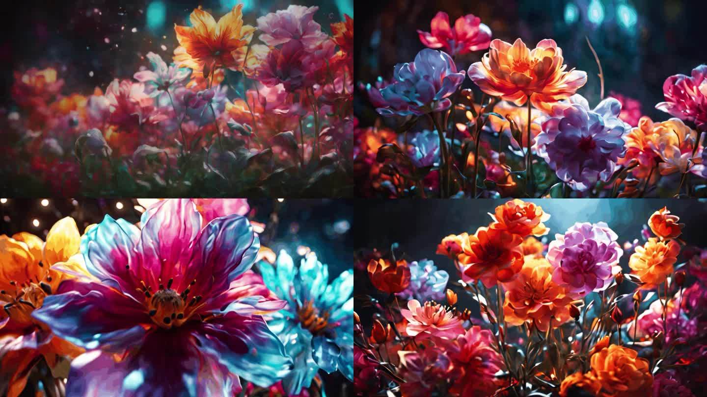 唯美梦幻艺术抽象概念动态花朵背景视频素材