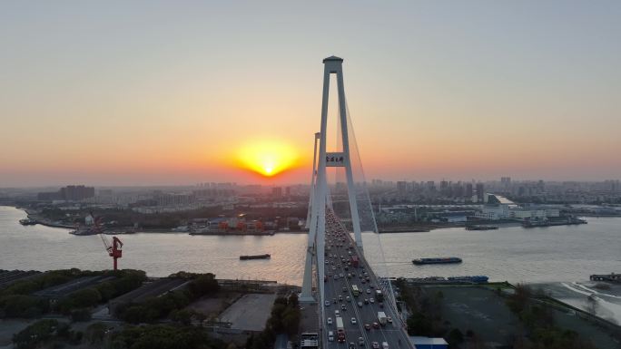 上海 徐浦大桥 航拍 日落