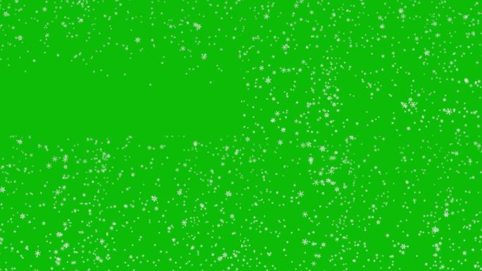 视觉效果，视觉特效，各种形状的雪花落在绿幕上的3D动画