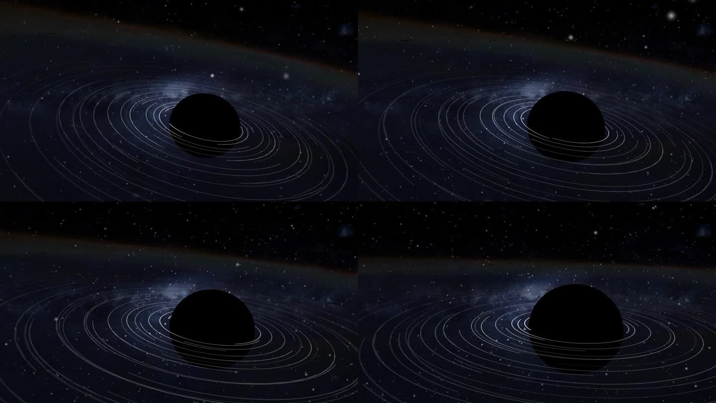 太空中的黑色球体向太空发射波并吸引银河星云云，UFO卫星作为独立电池吸收暗能量