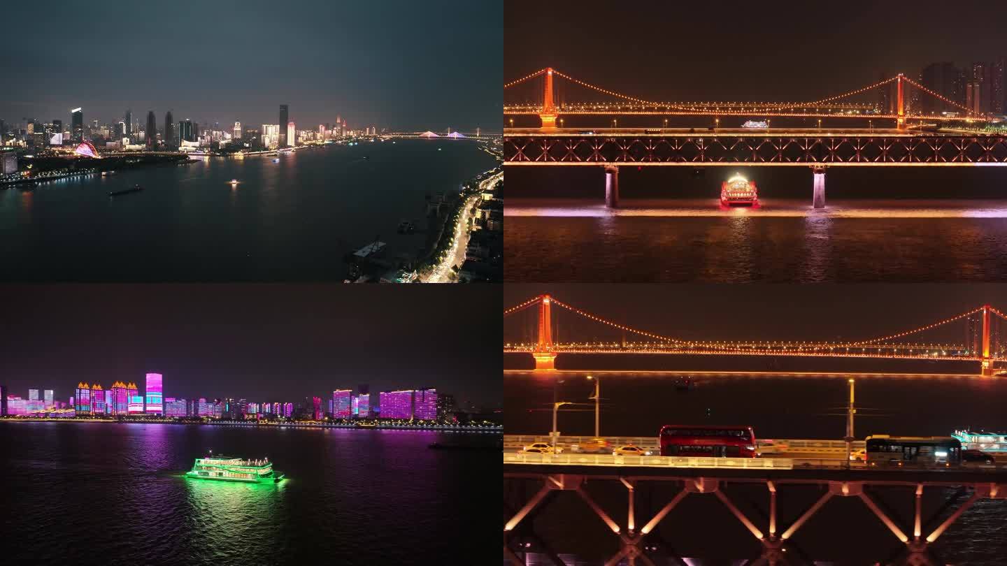 武汉城市夜景高清航拍