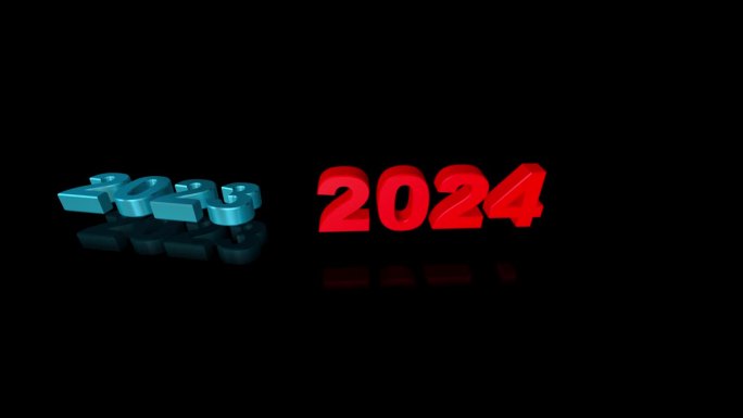 高品质的新年动画集。文本2023切换到2024