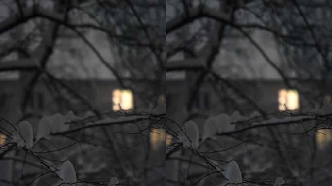 雪，夜，窗景
