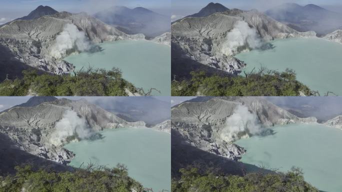 HDR印尼爪哇岛宜珍火山湖泊航拍自然风光