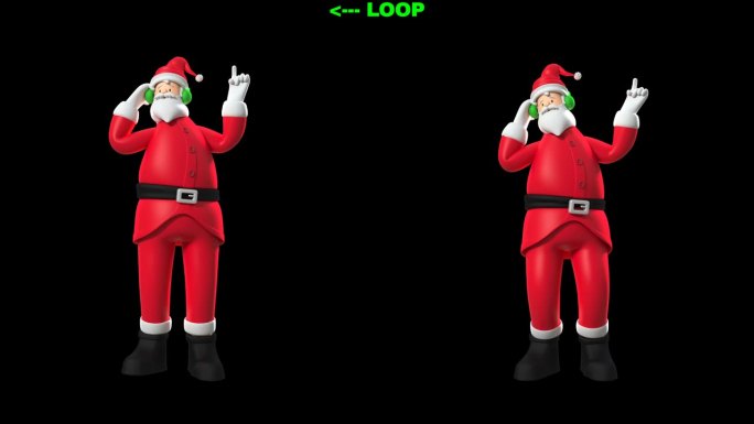 跳舞的圣诞老人:3D渲染循环与耳机