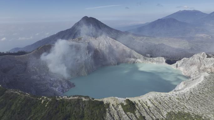 HDR印尼爪哇岛伊真火山湖泊航拍自然风光