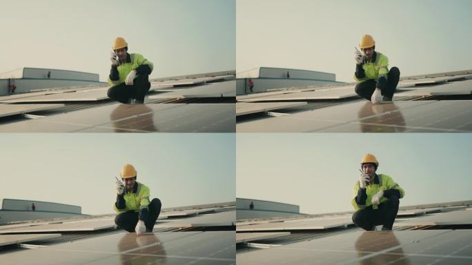 亚洲维护工程师确保屋顶光伏太阳能板的最佳效率。