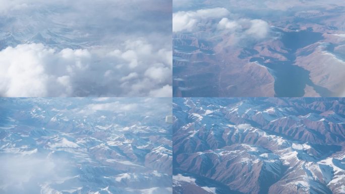 飞机飞过喜马拉雅雪山群