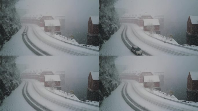 挪威卑尔根的大雪暴雪雪景