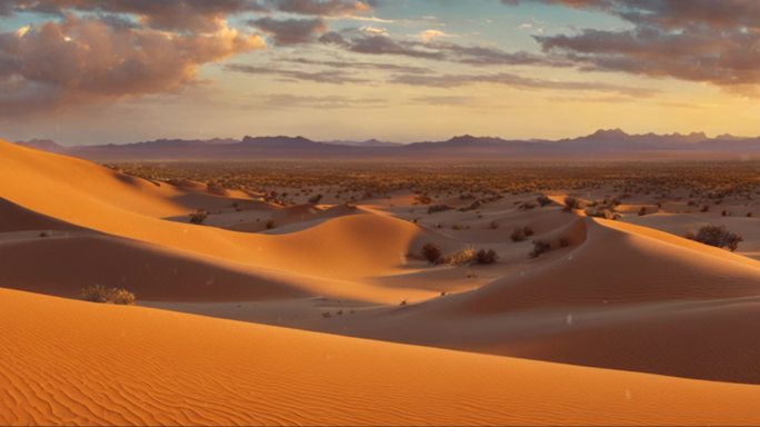 沙沙漠新疆沙子荒漠日落黄沙概念场景012