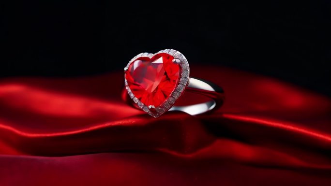 珠宝钻石心形浪漫宝石爱心情人节动画背景