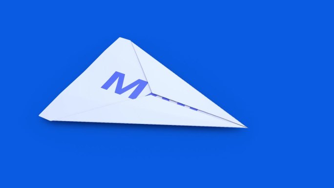 三维动画的折纸组装纸飞机与word邮件写在它
