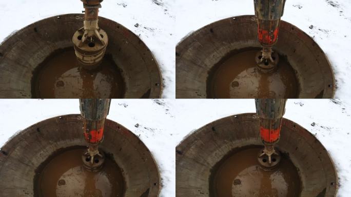冬季在地面钻孔的液压钻机钻头的POV
