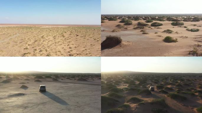 沙漠戈壁滩越野车航拍4K高清