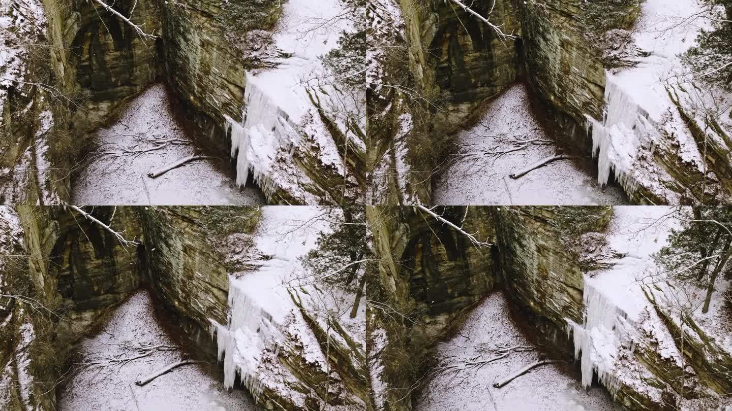 冬天挨饿的岩石州立公园的无人机视频