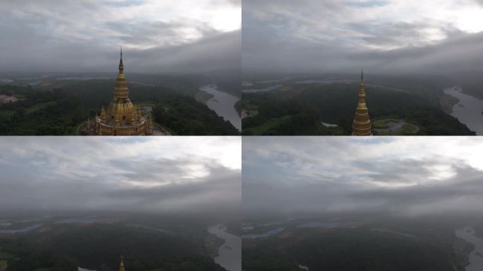 冬雾中的中缅边境--瑞丽市傣王宫佛塔