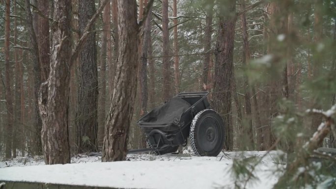 第二次世界大战中被遗弃的德国步兵车或手推车步兵karren If8。德国军用弹药。第二次世界大战中德