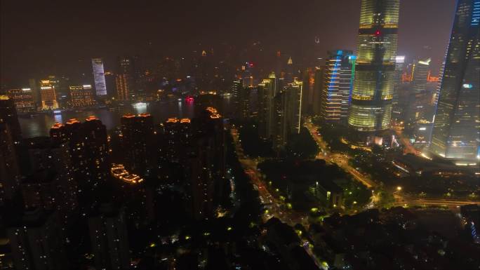 上海市城市地标车流马路交通运输夜晚夜景航