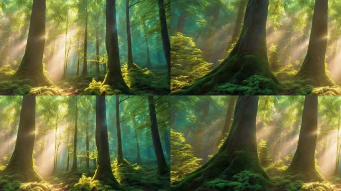 美丽清新森林树林意境树林唯美梦幻场景20
