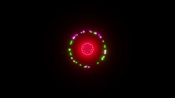 音乐节奏的视觉图像VJ循环隧道红色3D渲染。可视化迪斯科舞厅，夜总会，音乐节，分形，曼陀罗，万花筒