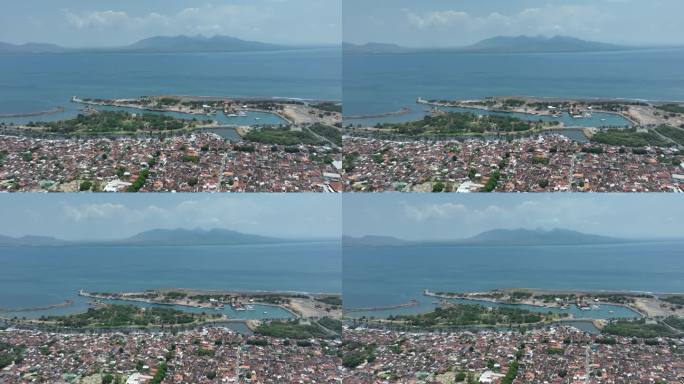 印尼爪哇岛外南梦城市海眺望巴厘岛