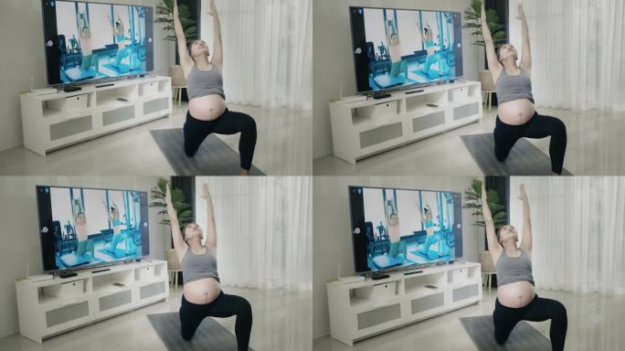 适合孕妇，孕妇做瑜伽伸展运动。