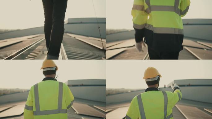 亚洲维护工程师确保屋顶光伏太阳能板的最佳效率。