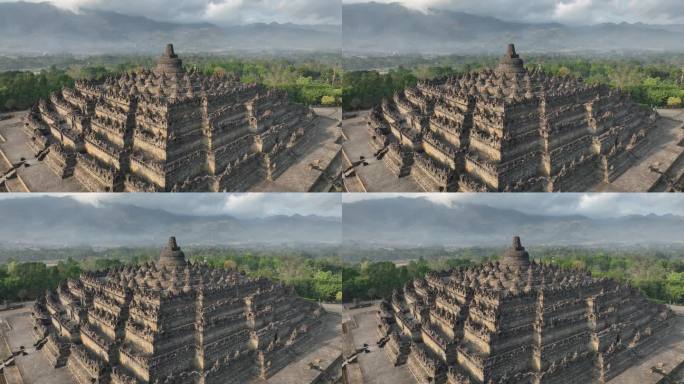 原创 印尼日惹婆罗浮屠神庙航拍建筑风光