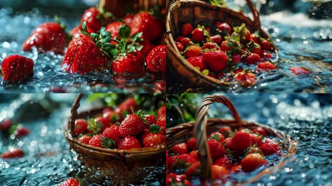 草莓水果浆果新鲜健康维生素特写红色成熟