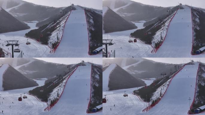 冬季滑雪航拍雪山超清